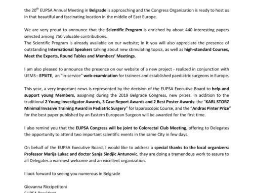 EUPSA President Letter April 2019